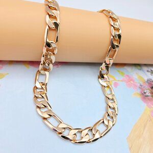 "Thick Rose Gold Figaro Chain Necklace for Men & Women, 24 Inch, XPNL0085